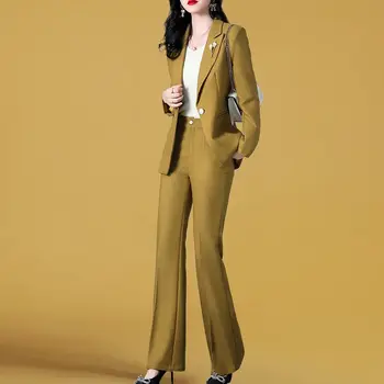 2023 Женский Весенне-осенний Новый Офисный женский комплект из 2 предметов, женская деловая форма для собеседования, блейзер и брюки, женский рабочий костюм OL E263